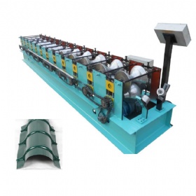 Metal roof ridge and valley flashing roll forming machine